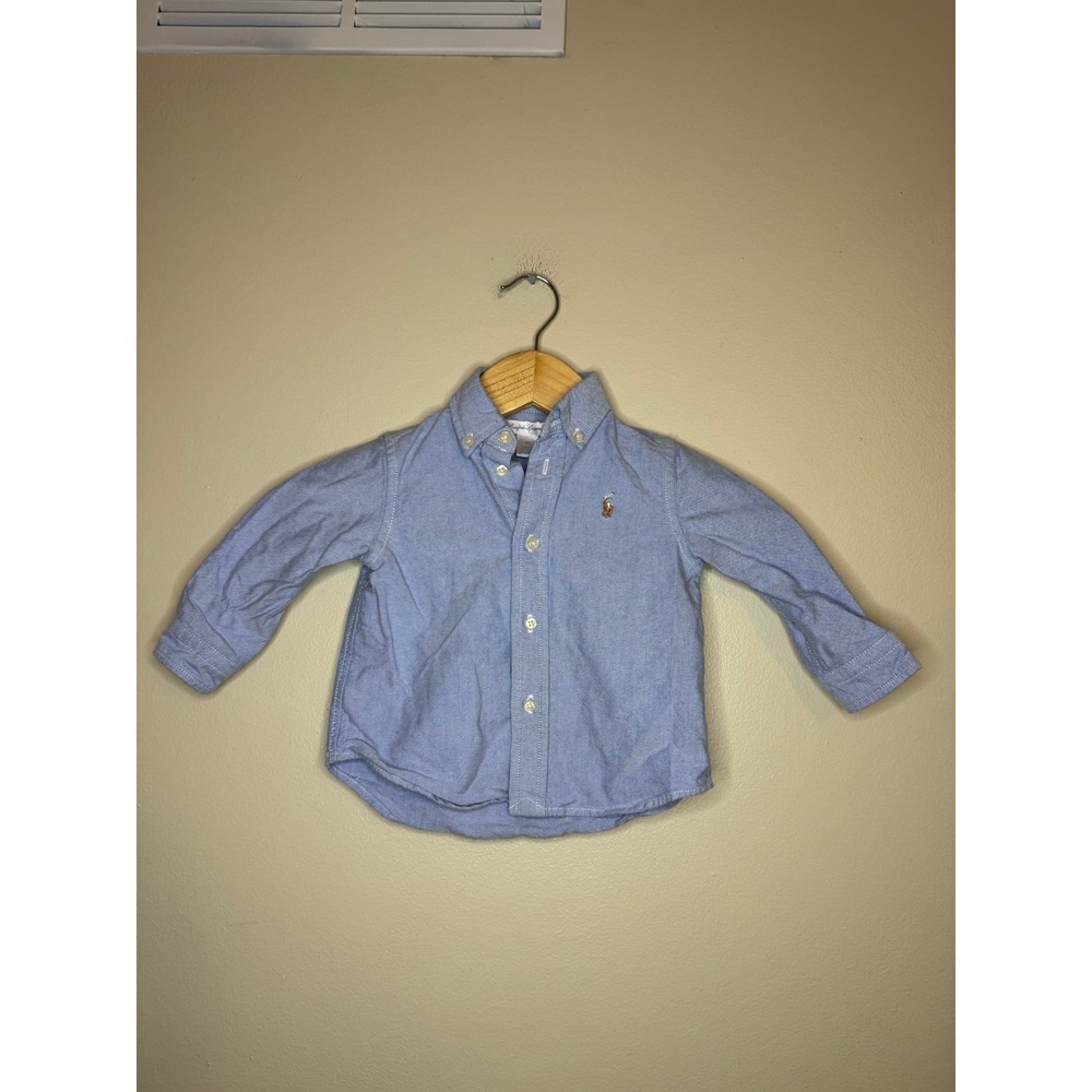 Ralph Lauren Kids Light Blue Oxford Button Down Shirt Long‎ Sleeve 12M Pony Logo